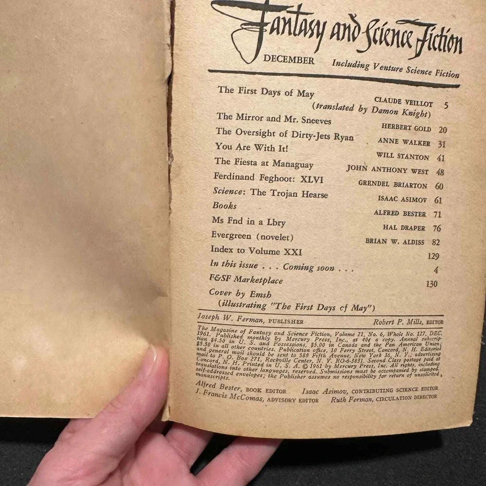 The Magazine of Fantasy and Science Fiction Dec 1962 Brian W Aldiss Isaac Asimov